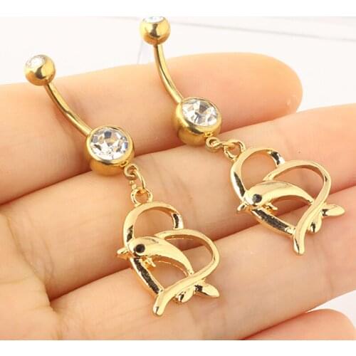 New Fashion Surgical Steel Navel Piercings Flower Pendant Belly Button Rings CZ Gem Ombligo Belly Piercings Body Jewelry 14G