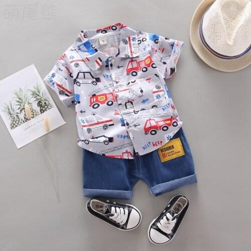 Baby Boys Clothing Set Gentleman Handsome Suit Boy Cartoon Blouse T-Shirt +Shorts 2pcs Children Infant Toddler Clothing Set