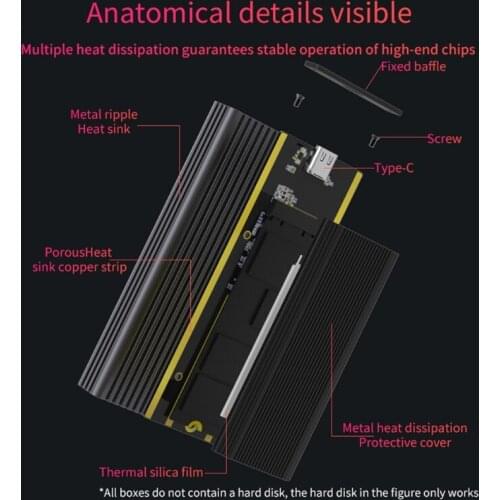 K92C Blueendless Upgrade Fast Hard Disk Box 10Gbps 1000Mb/ s USB 3.1 Type C HDD Hard Drive Case SSD Box 10Gbps 2Tb