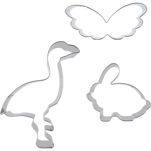 Wings, Rabbits, Flamingos shaped 3 piece biscuit cutting molds, baking tools, cake decorating soft candy tools