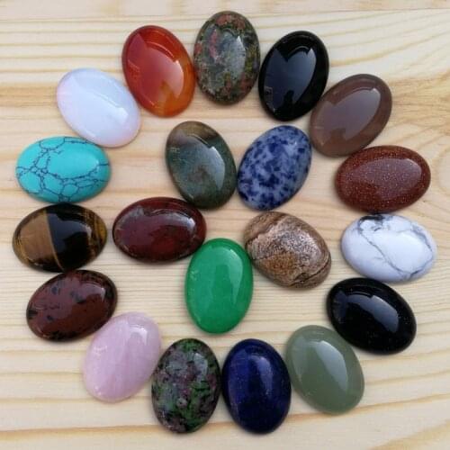 Fashion Natural Stone Mixed cabochon 25x18MM Oval cab cabochon Beads for jewelry making Ring accessories 20Pcs/lot Free shipping