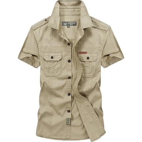 100% Cotton Urban Tactical Mens Shirt Military Lightweight Army Summer Outdoor Multi-Pocket Short Sleeve Breathable Tops Shirts
