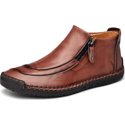 New Winter Men Boots 2019 Fashion Warm Casual Ankle Booties Comfortable Zip Male Shoes Big Size 39-48 Men Shoes