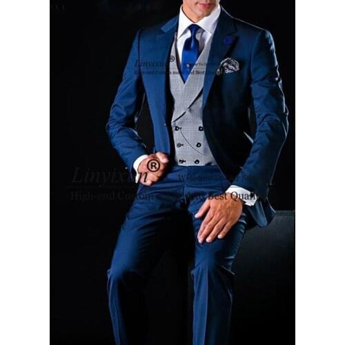 3 Piece Men Suits for Wedding Tuxedo Notched Lapel Custom Male Jacket with Pants Vest New Fashion Clothes Costume Homme