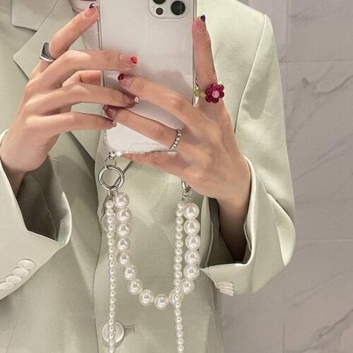 Lanyard Necklace soft case for iphone 12 Pro Max MiNi 11 Pro XR X XS 7 8 chain Crossbody Pearl Bracelets