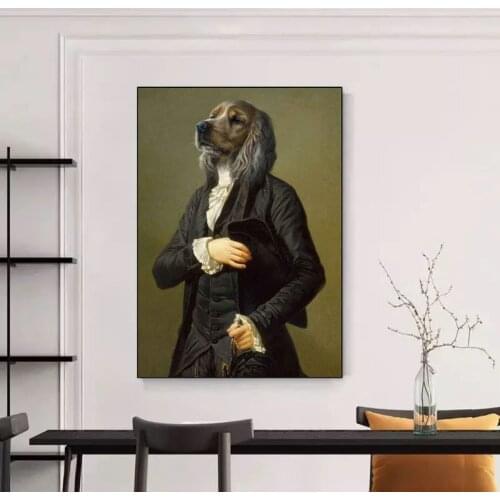 Vintage Style Animals Deer Cat Dog Portrait Canvas Painting Posters and Prints Nordic Wall Picture for Living Room Decoration