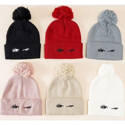 2021 New Baby Hat Candy Color Boy Girl Cartoon Embroidery Winter Kids Knitted Hats Children Warm Beanies Child Caps For Babies