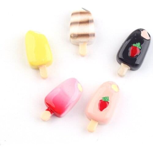 New Kawaii Fruit Ice Cream Food Resin Cabochons DIY Jewelry Findings 10pcs 12*24mm Cameo Patch Embellishments Scrapbooking