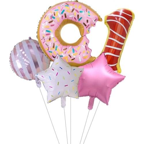 New Candy Donut Digital Set 32-inch Digital Aluminum Foil Balloons Birthday Party Decoration Balloon Set