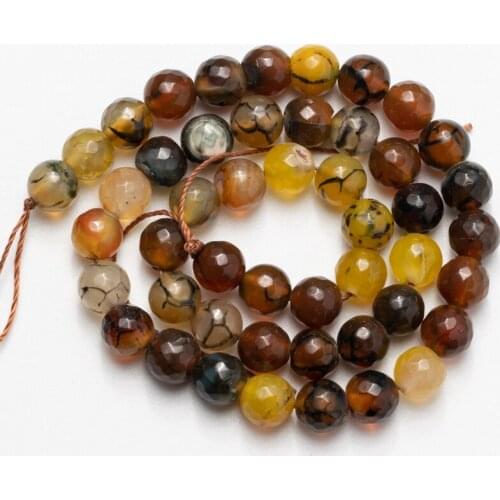 Wholesale Faceted Brown Fire Agates Beads Natural Stone Loose Beads Needlework for Jewelry Making DIY Bracelet 4 6 8 10mm