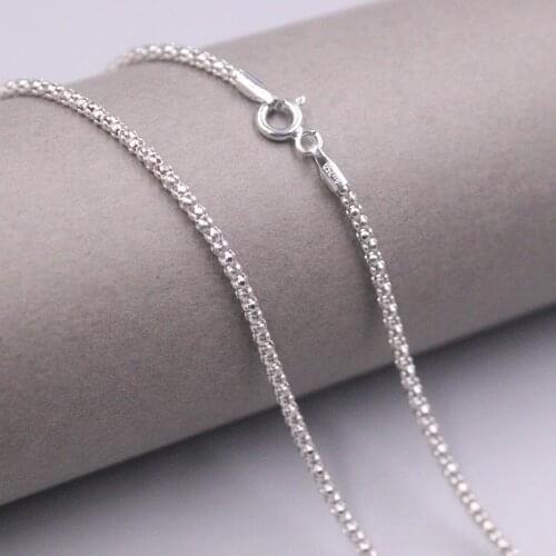 Real 18K White Gold Necklace Womens Popcorn Chain 1.8mm Female 50cm/20inch Gift Neckalce Jewellery Mans Gold Chain