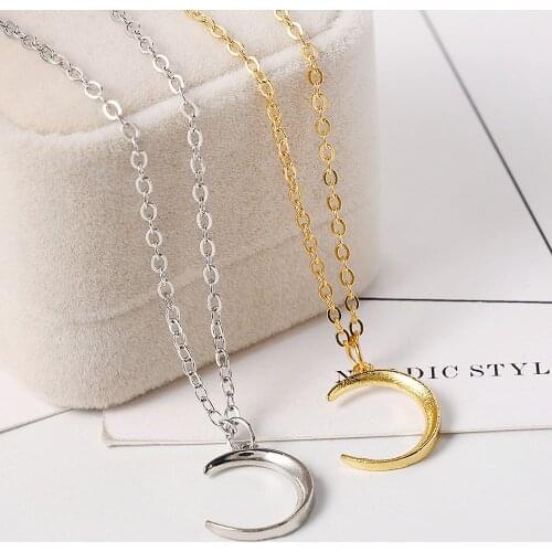 Gold Silver Color Moon Pendant Necklaces Chain Choker Necklaces Jewelry for Women Fashion Jewelry Gift