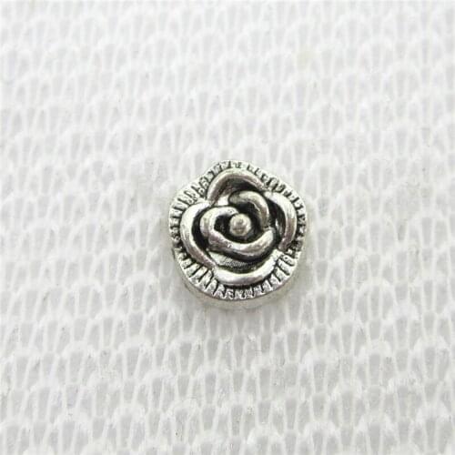 Hot Selling 50pcs/lot Rose Flowers Floating Charms Living Glass Memory Floating Lockets Pendants Charms DIY Jewelry Charm