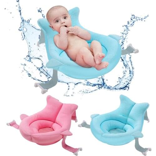 Newborn Baby Bathing Floating Mat Cartoon Non-slip Bathing Bed Portable Air Cushion Bed NewBorn Security Bath Seat Support