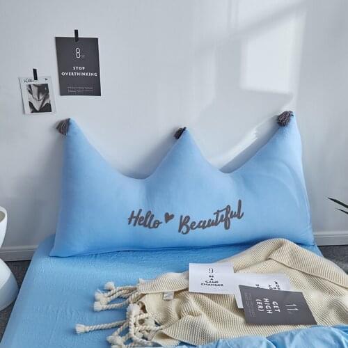 Bed Cushion Home Textile Imperial Crown Washed Cotton PP Inner Big Size Embroidery Bedding Long Pillow With Inner