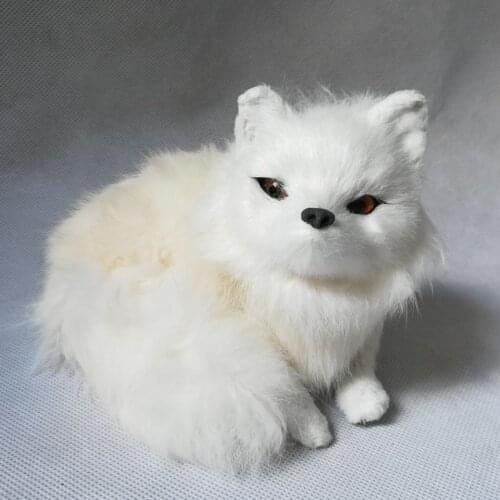 Polyethylene&furs prone fox about 15x12cm white fox hard model prop.home decoration Xmas gift w044