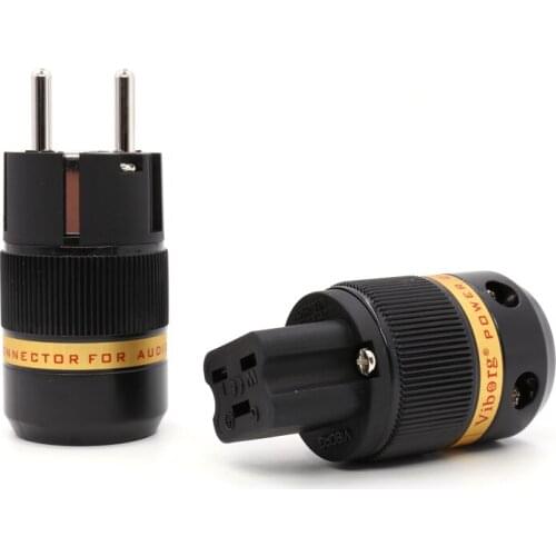 Hi End Viborg VE501R+VF520R Pure Red Copper Schuko EU Male Plug 20A IEC Female Plug