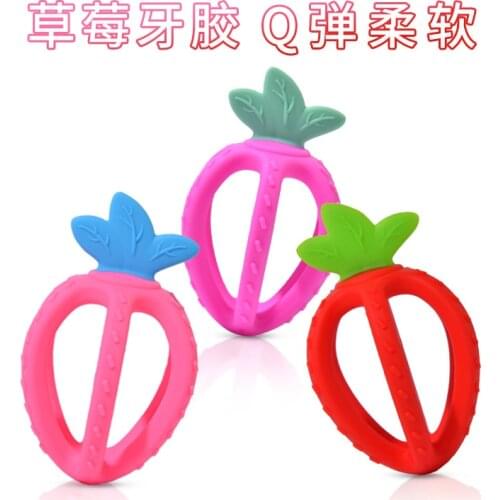 Infant Hand Catching The Ball Teether Baby Silica Gel Strawberry Appease Child Spherical Molar Rod Toy Safe and Edible Material