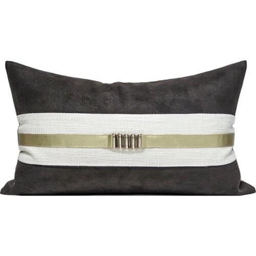 Simple Design Decorative Cushion Cover Black White Patchwork Cushions Metal Waist Pillows For Sofa Car