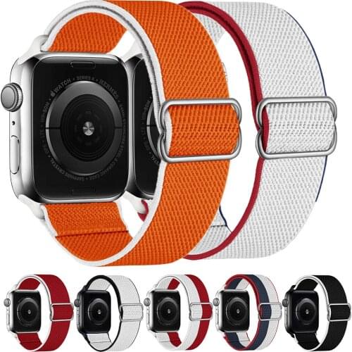 Nylon Loop Strap for apple watch band 44mm 40mm 38mm 42mm Sport bracelet correa Metal Buckle Wristband for iwatch 6 5 4 3 2 1 Se