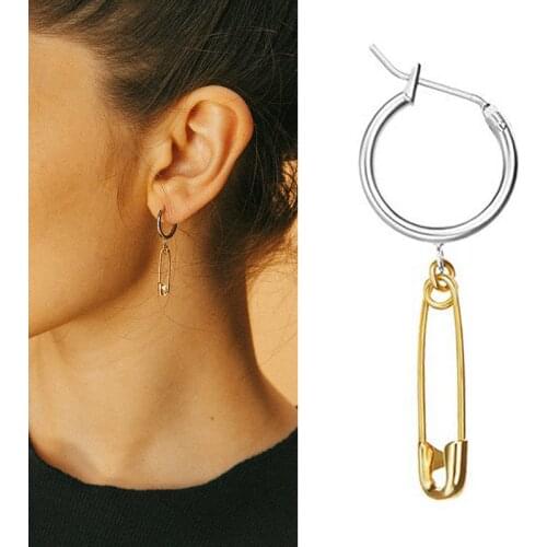 Metal Wind Circle Pin Single Earring Simple Design Personality Fashion for Men and Women Earring Jewelry