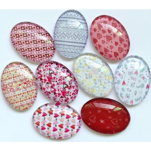 ZEROUP Oval Patterns Glass Cabochon 18x25mm 30x40mm Mixed Pictures Cameo Flat Back Cabochons Supplies for Jewelry TP-392