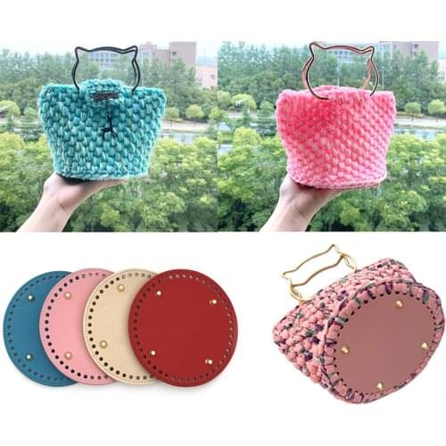 Handmade Knitting Bag PU Leather Bottom material circular Oval bucket bag Bottom DIY Craft Accessories