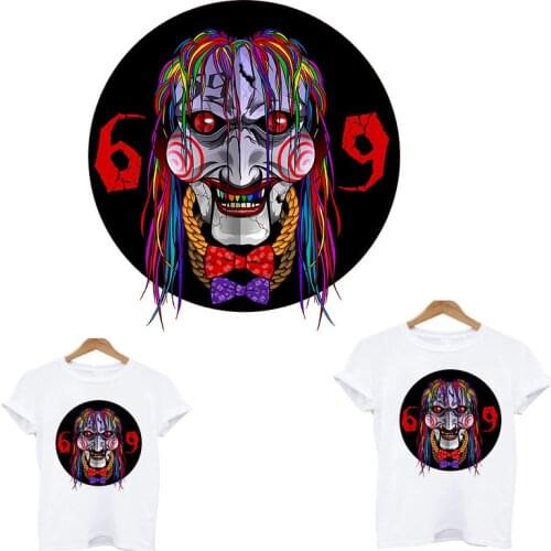 Horror Clown Heat Transfer Patch Clothing Stickers T-shirt Decoration Patches Heat Press Appliques jacket thermal stickers A16