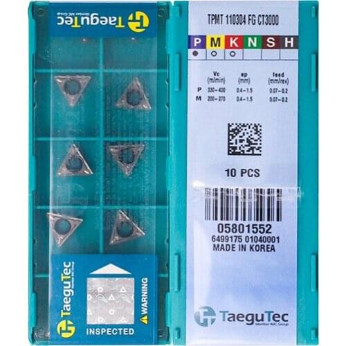 TPMT110304-FG CT3000 Original Taegutac Carbide Inserts Turning Inserts Lathe Tools 10Pcs/Lot