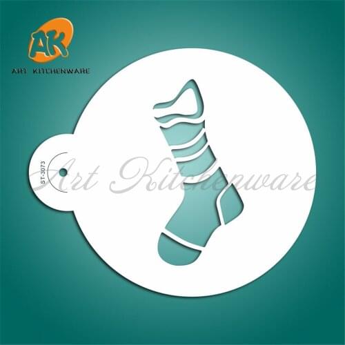 Stocking Pattern Cake Stencil Eco-Friendly Moulds Cookies Decoration Molds Wall Template Christmas Gift For Girls ST-3073