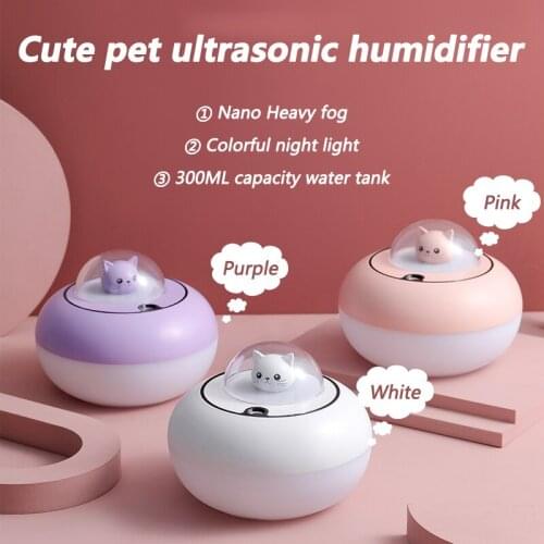 Air Humidifier Aromatherapy diffuser USB Cool Mist Maker LED Lamp Portable Ultrasonic Aroma Diffuser Cat humidifier For home