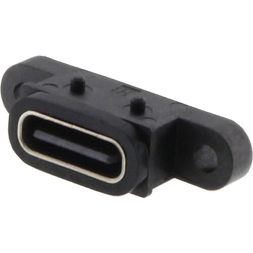 TYPE C 2Pin Waterproof Female USB C Socket Port with Screw Hole Fast Charge Charging Interface 180 Degree USB Connector