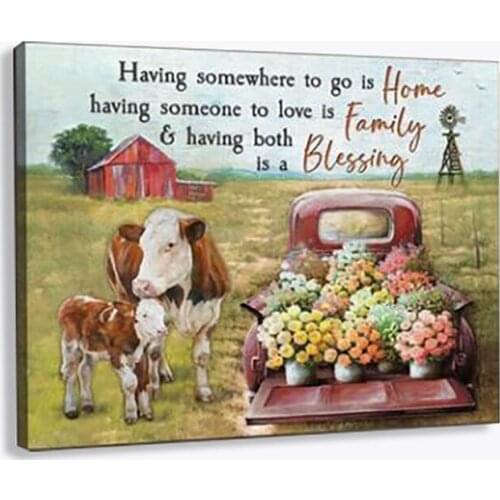 Wall Art Room Poster Vintage Home Family Blessing Canvas Amazing Landscape Painting Home Decor Cuadros For Farmhouse Bedroom