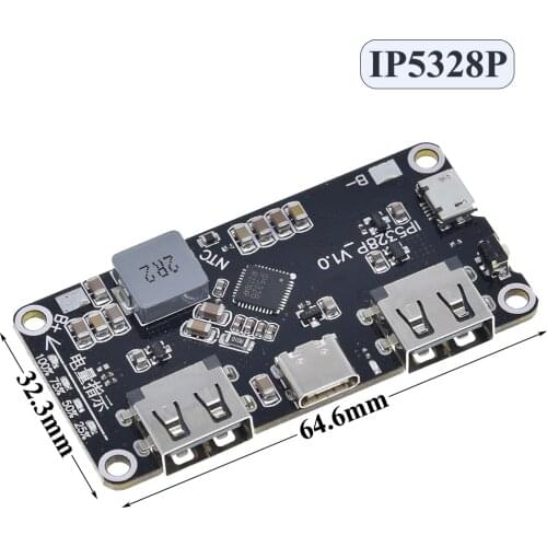 IP5328P Dual USB 18650 Battery Charger treasure Tpye-c 3.7V to 5V 9V 12V Step up Fast Quick Charger Circuit Board QC2.0 QC3.0