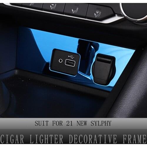 Cigar Lighter/USB Covers for Nissan Sentra Bluebird Sylphy 2020-2021 Cigar Lighter Decorative Frame Car Interior Accessories