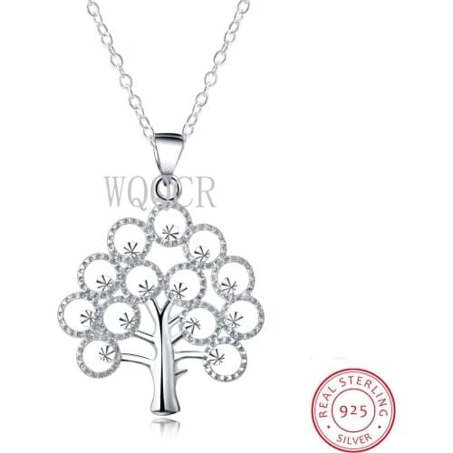 Vintage Luxury Crystal Christmas Tree Charm Statement Pendant Necklace for Women 925 Sterling Silver Fine Jewelry Accessory