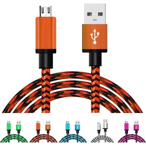 1m Micro USB Cable Short Fast Charging Nylon USB Sync Data Cord Mobile Phone Android Adapter Charger Cable for Samsung huawei