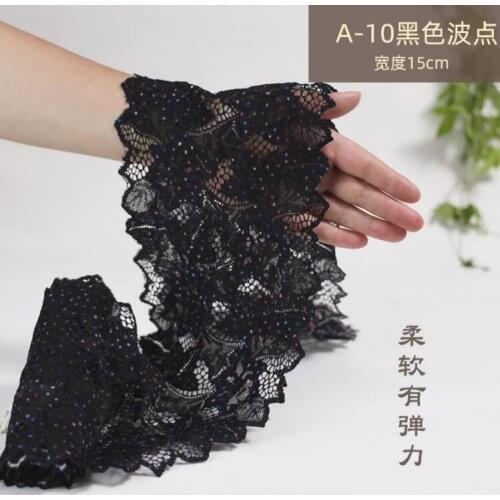 1 Meter Black Colorful Elastic Embroidery Lace Fabric Blouse Skirts Patchwork Sewing High Quality Elastic Lace Trim 15cm