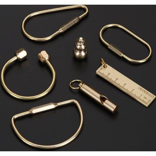 1PC Portable Unique Brass Keychain Rings Pendant Jewelry Decoration Handcraft Accessories Buckles Whistle Ruler DIY Craft Tools