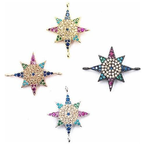 17*22mm sun micro pave cz zircon cubic zirconia beads DIY Copper necklace charm bracelet connectors accessories wrf24