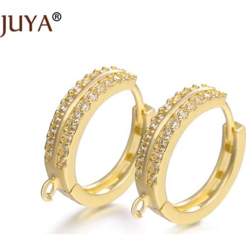 2019 New 3 Types of High Quality Copper Inlay Zirconia Hoop Earrings Hooks For DIY Making Earrings Jewelry Accessories Findings