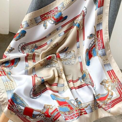2021 summer square print silk scarf luxury brand scarves women shawls and wraps fashion office small hair neck hijabs foulard