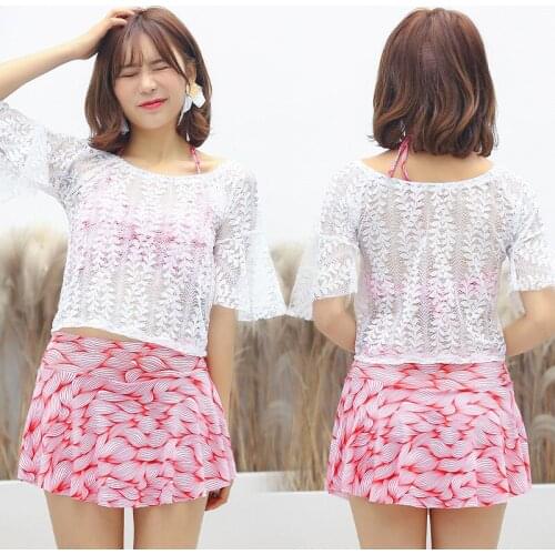 2021 New Fashion Ladies Ins Wind Swimwear Conservative Skirt Style Flat Angle Split Body Slimming Swimsuit Swimwear