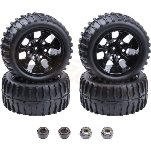 4Pcs/Lot 2.2 inch RC 1/10 Monster Truck Tires Wheels Rims 12mm Foam Insert For Redcat HSP Off Road Tyre