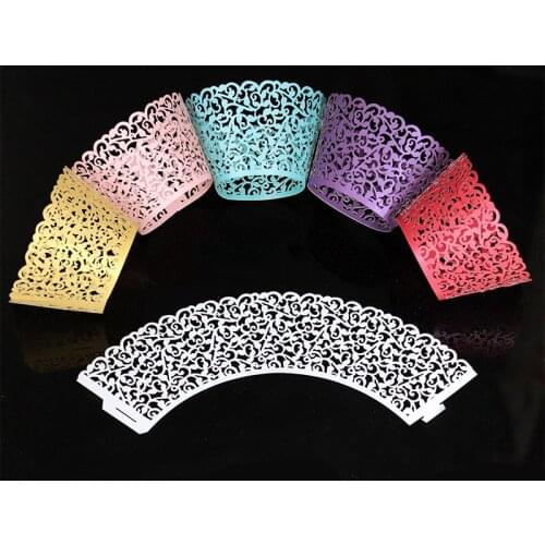 50Pcs Hollow Cupcake Wrappers Paper Cups Wedding Baby Shower Birthday Party Decoration DIY Baking Dessert Supplies