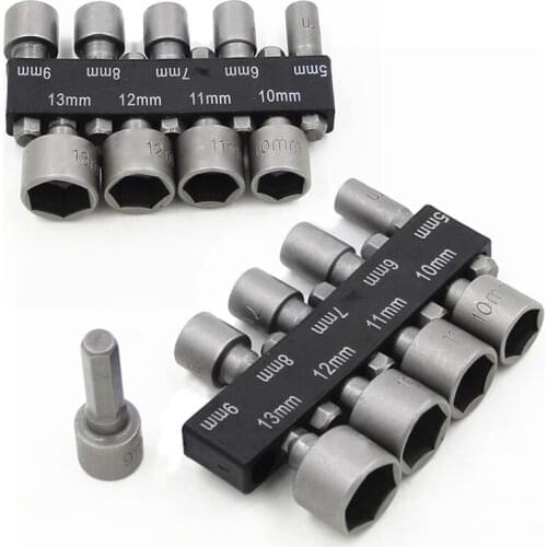 9PCS 5-13mm 1/4" Hex Shank Power Nut Driver Drill Bit Metric Socket Wrench Screw