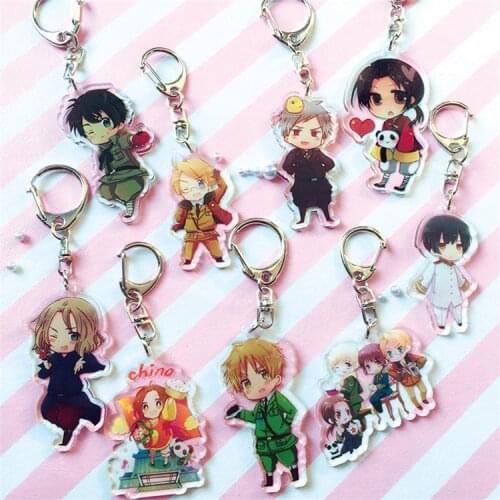 9pcs/lot Anime Hetalia Axis Powers Transparent double-sided acrylic key chain pendant pendant toy gift
