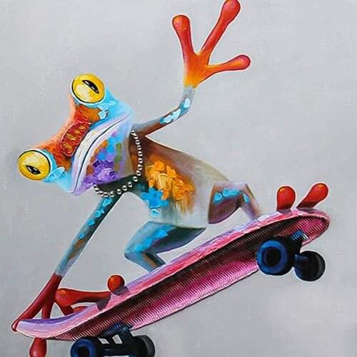 Full Square/Round Drill 5D DIY Diamond Painting kid gift Colorful frog skateboard Cross Stitch Mosaic Embroidery Home Decor