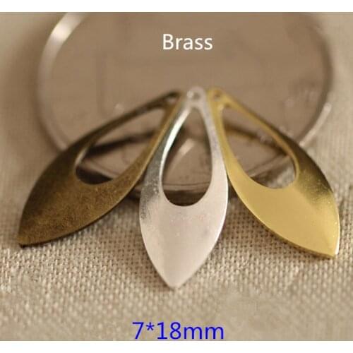 Free Shipping - 100 pcs Waterdrop Shape Brass Charms For Jewelry & Crafts Making,7*18mm 4 Colors:Brass / Bronze / Steel