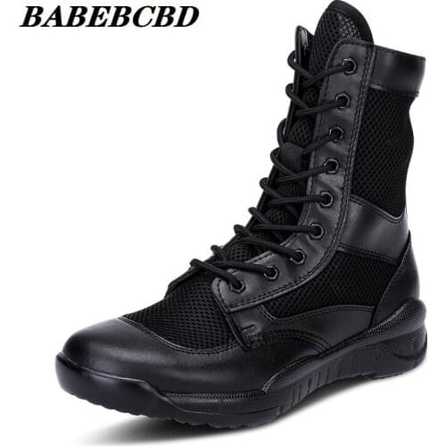 Combat Boots Summer Tactical Military Mens Ultra-Light Breathable Hight-Top Mesh Special Forces Shock Absorption Combat Boots